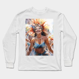 Carnival in Rio de Janeiro Watercolor Pattern Long Sleeve T-Shirt